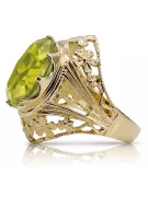 Or jaune 8 carats Yellow Peridot Anneau Bijoux vintage vrc031x-yp Art Deco Bijoux Art Déco russes, style URSS